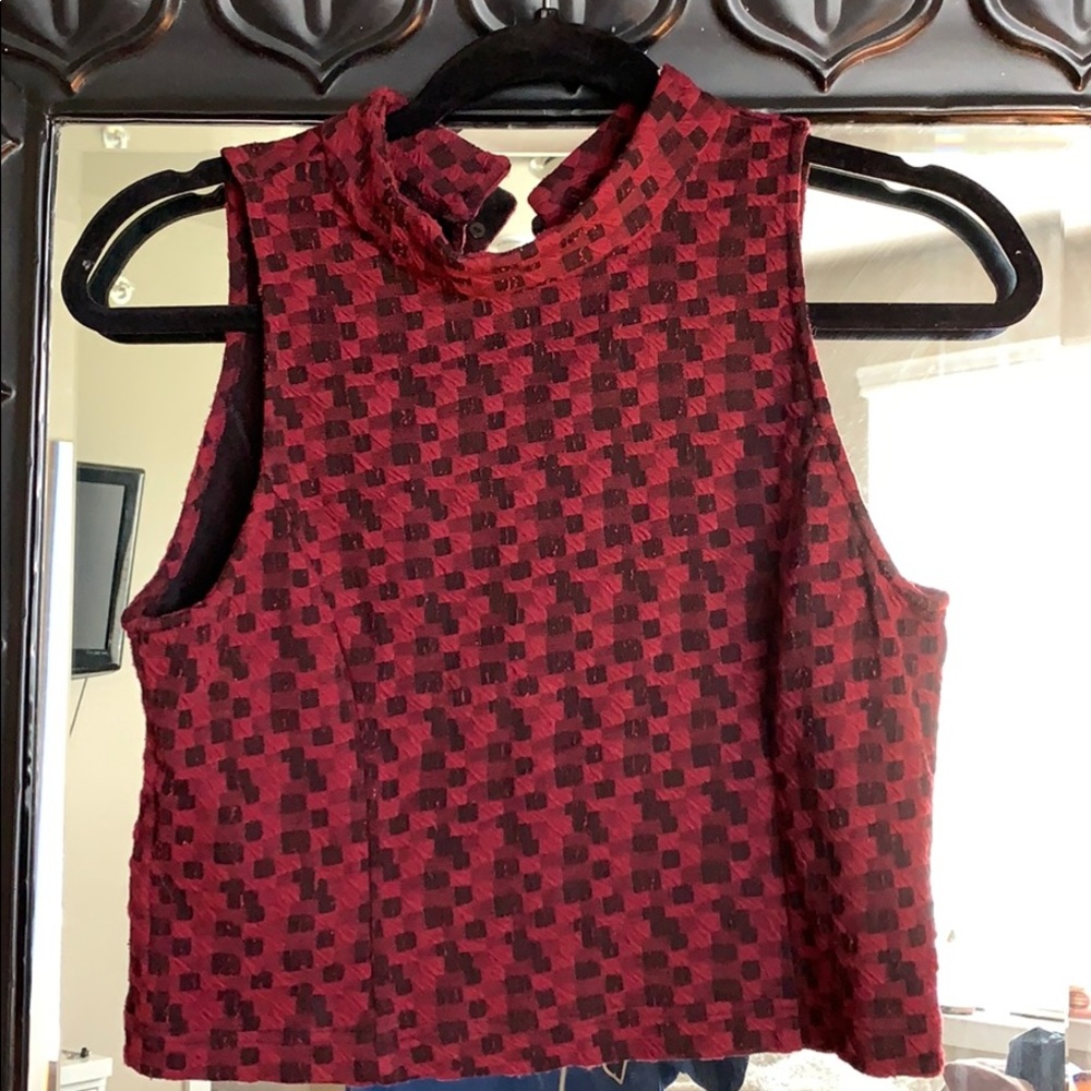 Red and black crop top